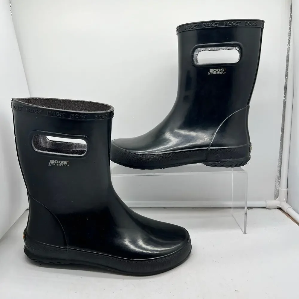 Bogs Boots Kids Youth 5 Skipper Rain Rubber Pull On Black